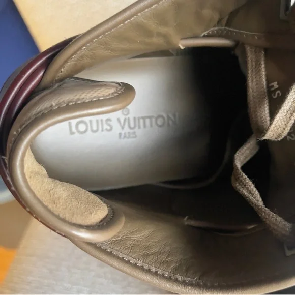 Louis Vuitton Men’s Cutback Brown Suede Canvas Sneakers Size 8